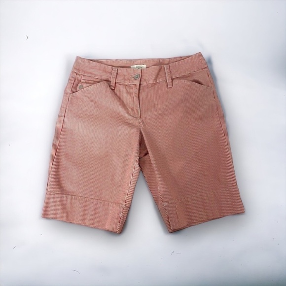 Loft Pin Stripe Red Bermuda Preppy Shorts, Size 4 - Picture 8 of 8
